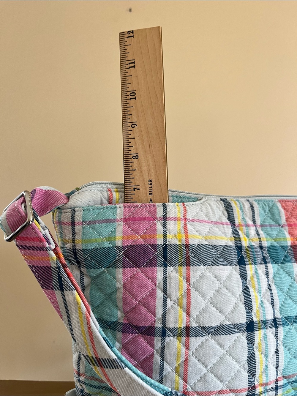 Vera Bradley Quilted Crossbody in Pastel Plaid (Pink, Blue, Teal, Coral) - Picture 2 of 13
